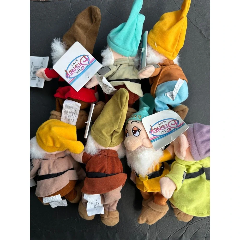 Disney Store Snow White Seven Dwarfs Mini Bean Bag Plush Set Vintage 8 Inch NWT